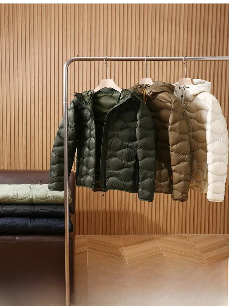 

High Loosen 90 Du down Hooded Puffer Jaet for Men Outdoor Autumn Winter Warm Casual Sle Nylon Fabric Zipper Closure