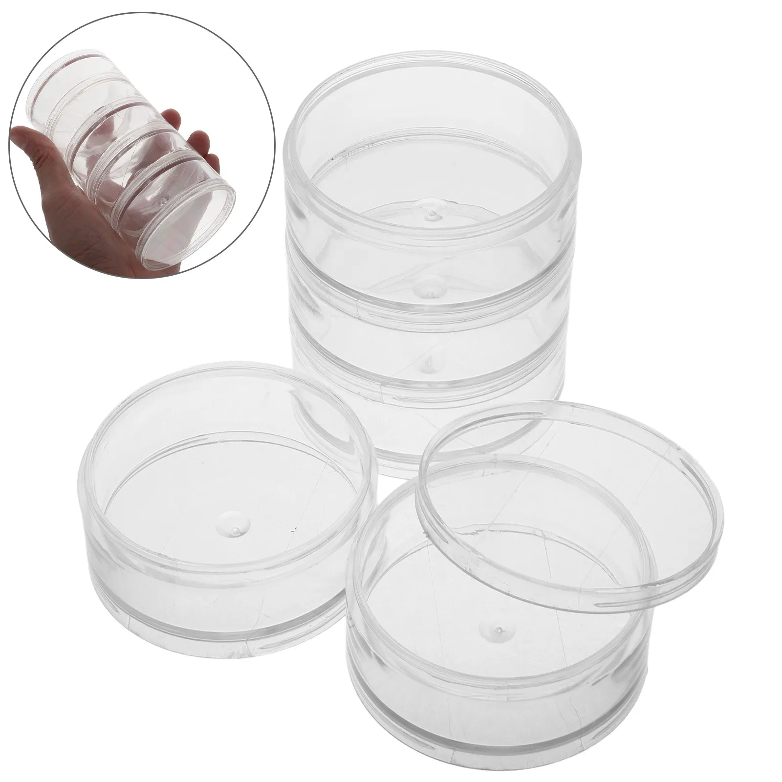 

12-Piece Connected Clear Plastic Round Storage Bottles Set for Jewelry Craft Supplies Small Parts Organizer Home Shop