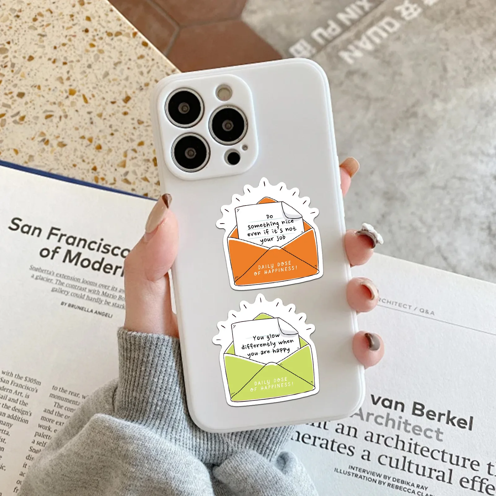 50 قطعة جرعة يومية من السعادة ملصق دفتر الكتابة على الجدران حافظة الحيوانات الأليفة المحمول الأمتعة الهاتف ورقة الثلاجة ملصقات الإبداعية ذاتية الصنع ﻿