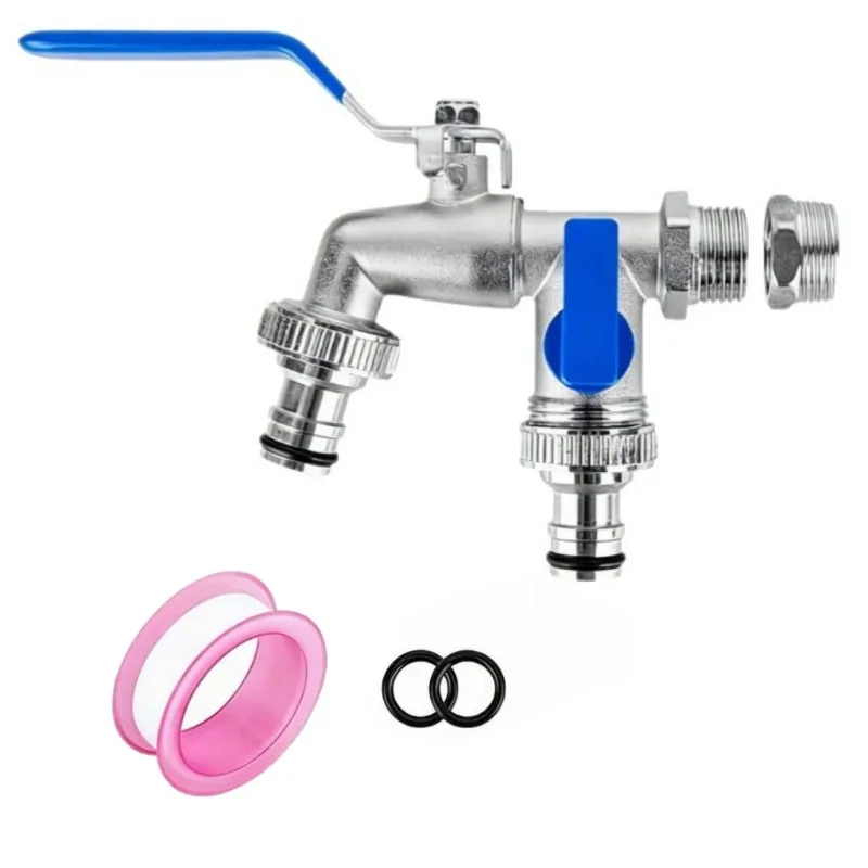 Zinc Alloy 2‑Way Water Tap One‑In Two‑Out Dual Control IBC Tank Adapter Nozzle Kit