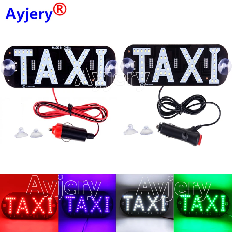 

1PCS Super Bright LED Windscree Light Pad TAXI Style For Taxi Driver With 12V Car Charger White Blue Red Green