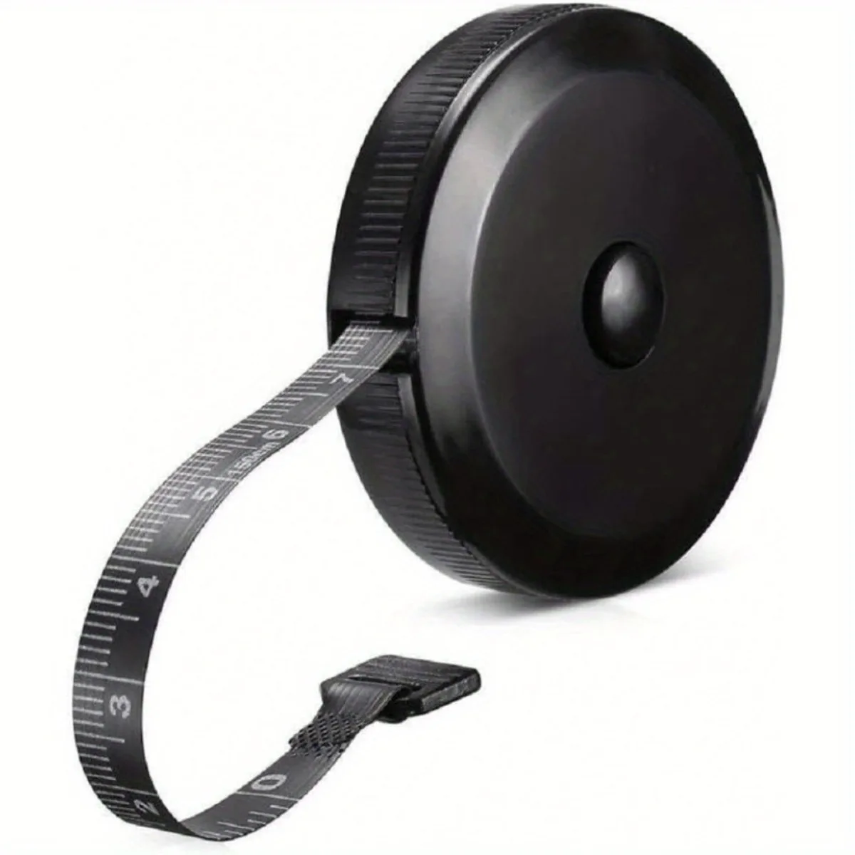 1 Cinta Métrica Retráctil Suave, Diseño de Doble Cara en Negro, Ideal para Medir el Cuerpo, Telas y Tejidos sin Costuras