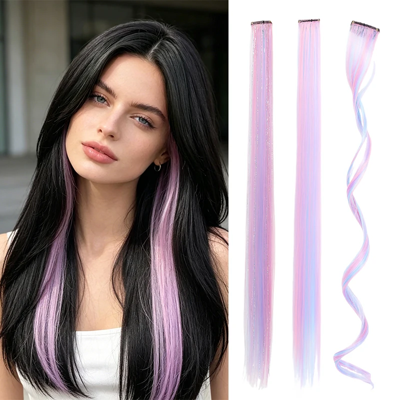 Ce Cream - Toned Pink Lavender Clip-in Hair Pieces 2Pcs, Synthetic Fiber for Cosplay & Casual Look, Soft & Vibrant Color