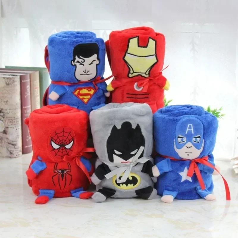 

Superhero Marvel Series Captain America Iron Man Spider-Man Cartoon Flannel Comfortable Soft Sofa Children's Napping Blanket