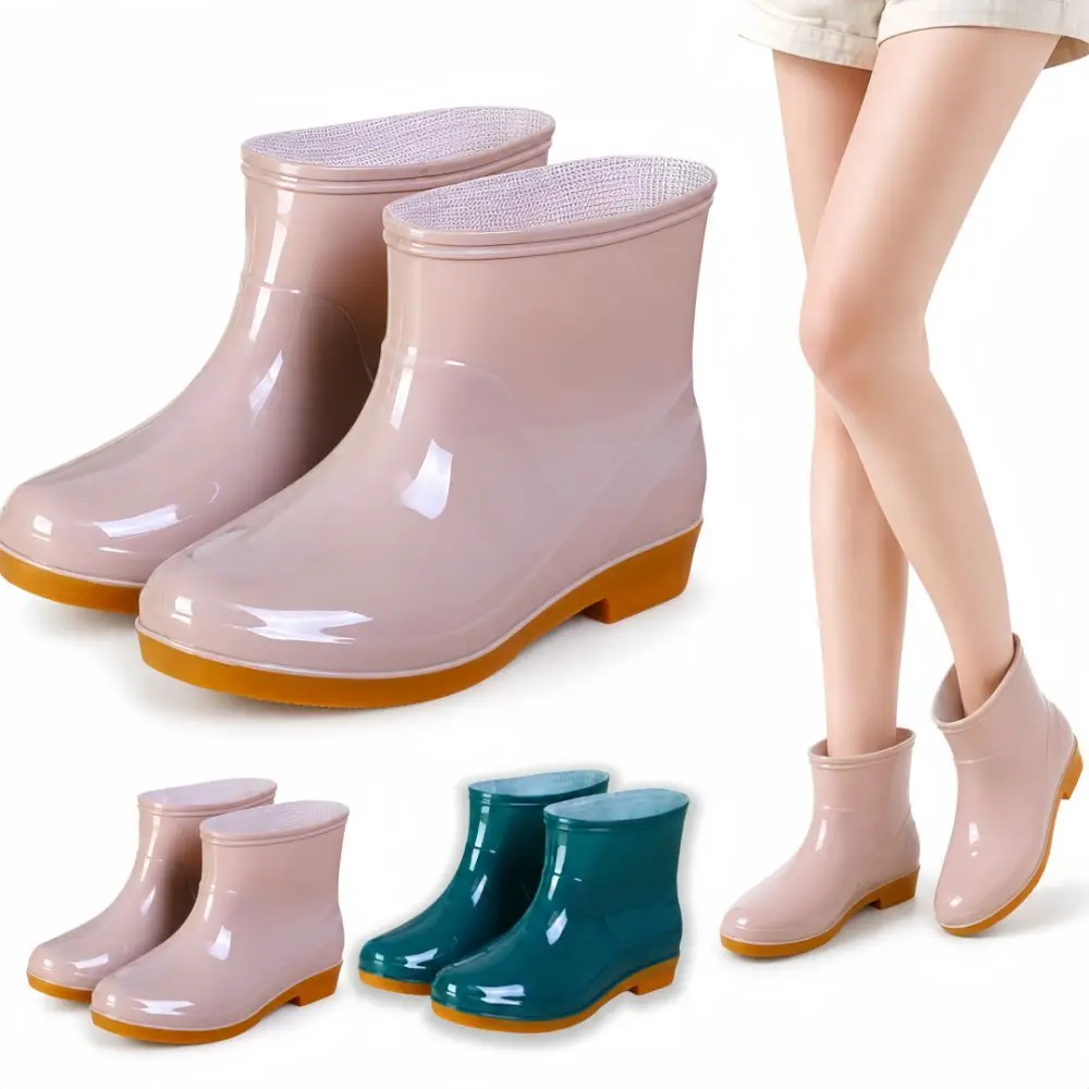 Non-slip Women's Short Rain Boots Waterproof Lightweight Garden Rain Shoes Durable Low-top Water Shoes For Outdoors,Kitchen,Work