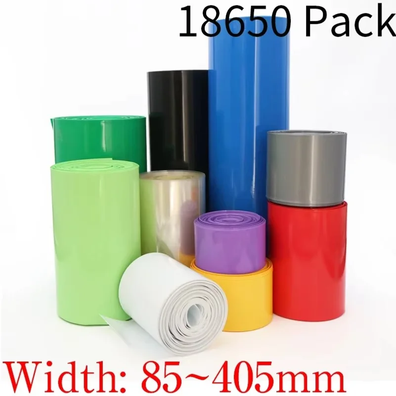 PVC Heat Shrink Tube Pack 85mm ~ 400mm Width Insulated Film Wrap Lithium Case Cable Sleeve Blue