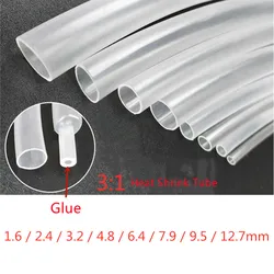 1 Meter Transparent 3: 1 diameter 2.4mm 3.2mm 4.8mm 6.4mm 7.9mm 9.5mm 12.7mm heat shrink tube with double wall glue tube