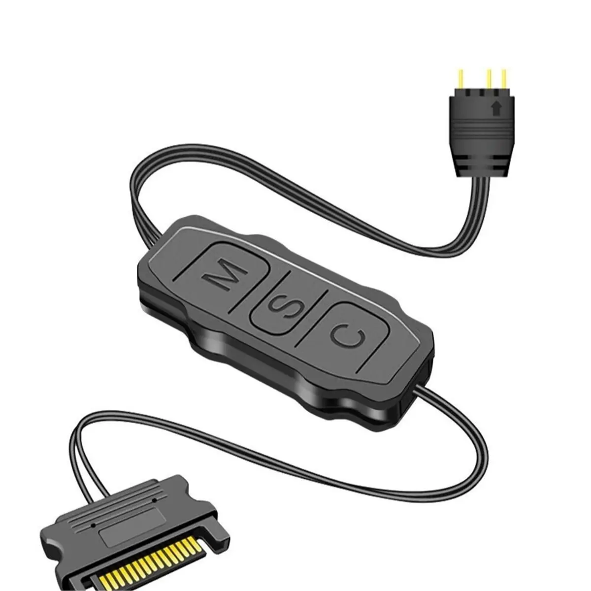 AAAE ARGB Controller Cable SATA to 5V 3 Pin Controller HUB, SATA Power Supply RGB Control Cable Splitter for PC Cooling Fan A