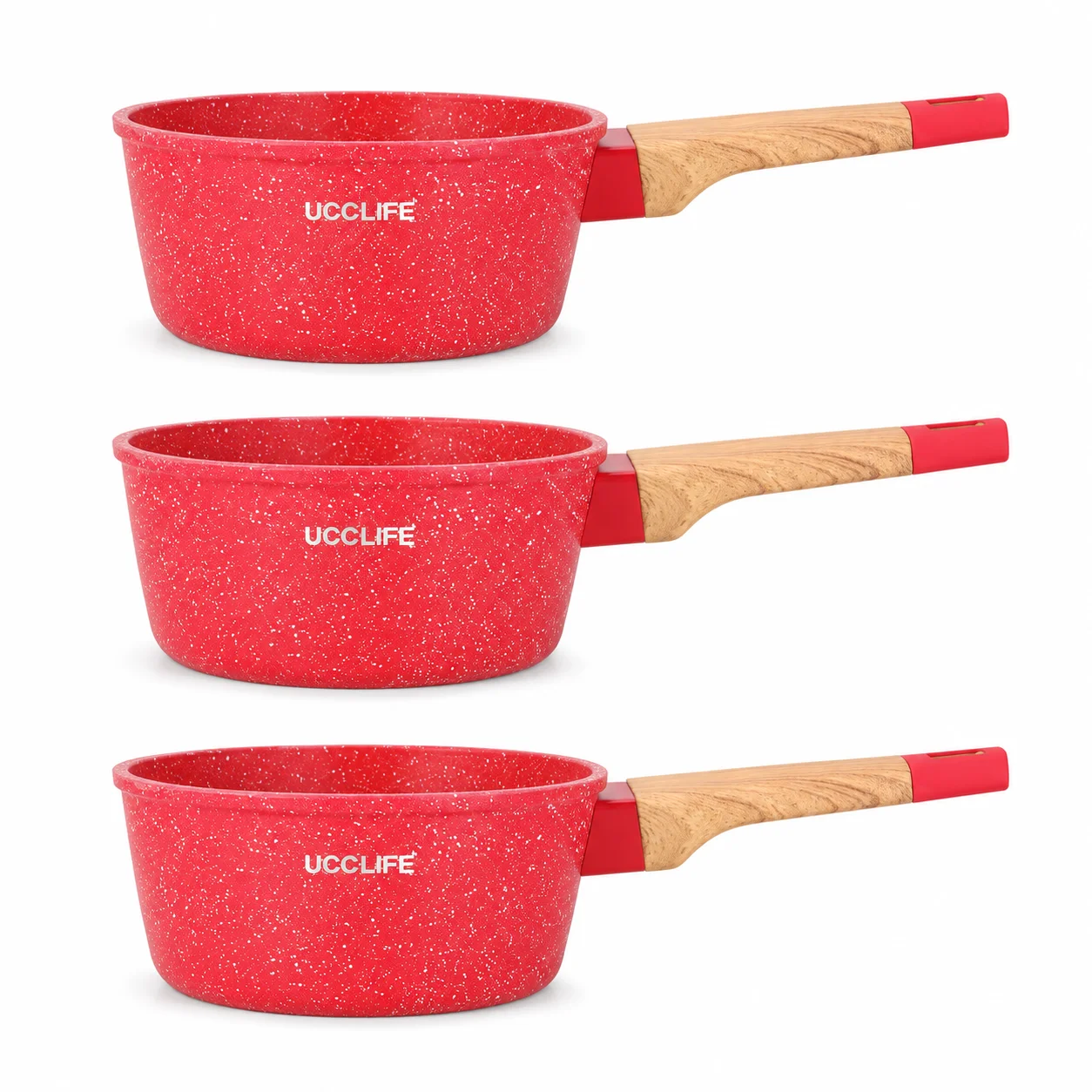 3PCS Nonstick Cookware Set Milk Pot Set 14/16/18CM Saucepan Set for Induction Cooker Kitchen Cooking Use