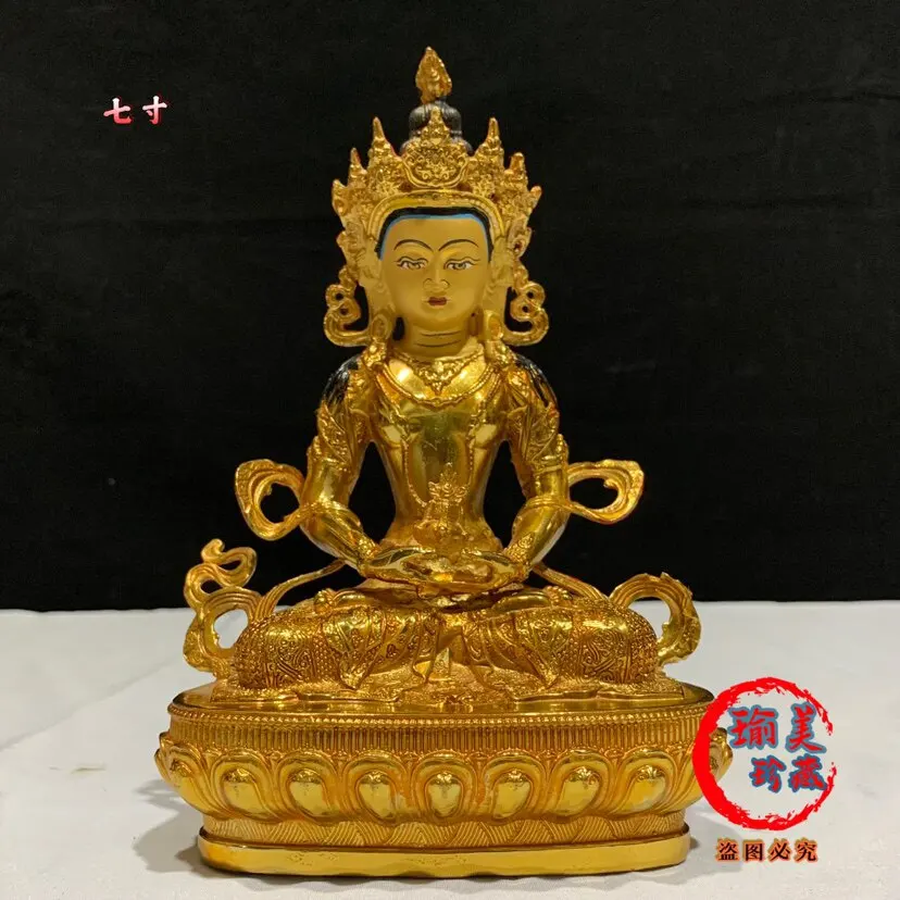 Seven-inch longevity Buddha Tibetan Tantra bronze statue home Buddhist hall ornament 21cm high Buddhist utensils wholesale domes