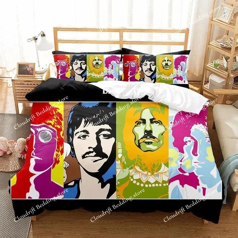 

Rock Band The F-Fab Four Bedding Sets,Rock Band Mop-tops Printed Futon Cover Those lads from Liverpool Duvet Cover for Teenagers