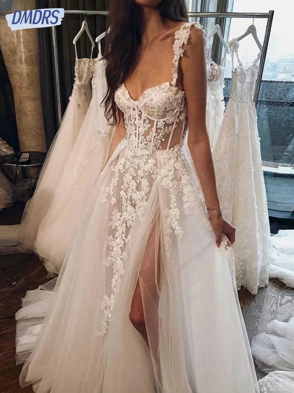 

Classic Sweetheart Neck Wedding Dresses Romantic Appliques A-line Dress For Bride Floor-length Bridal Gown Vestido De Novia