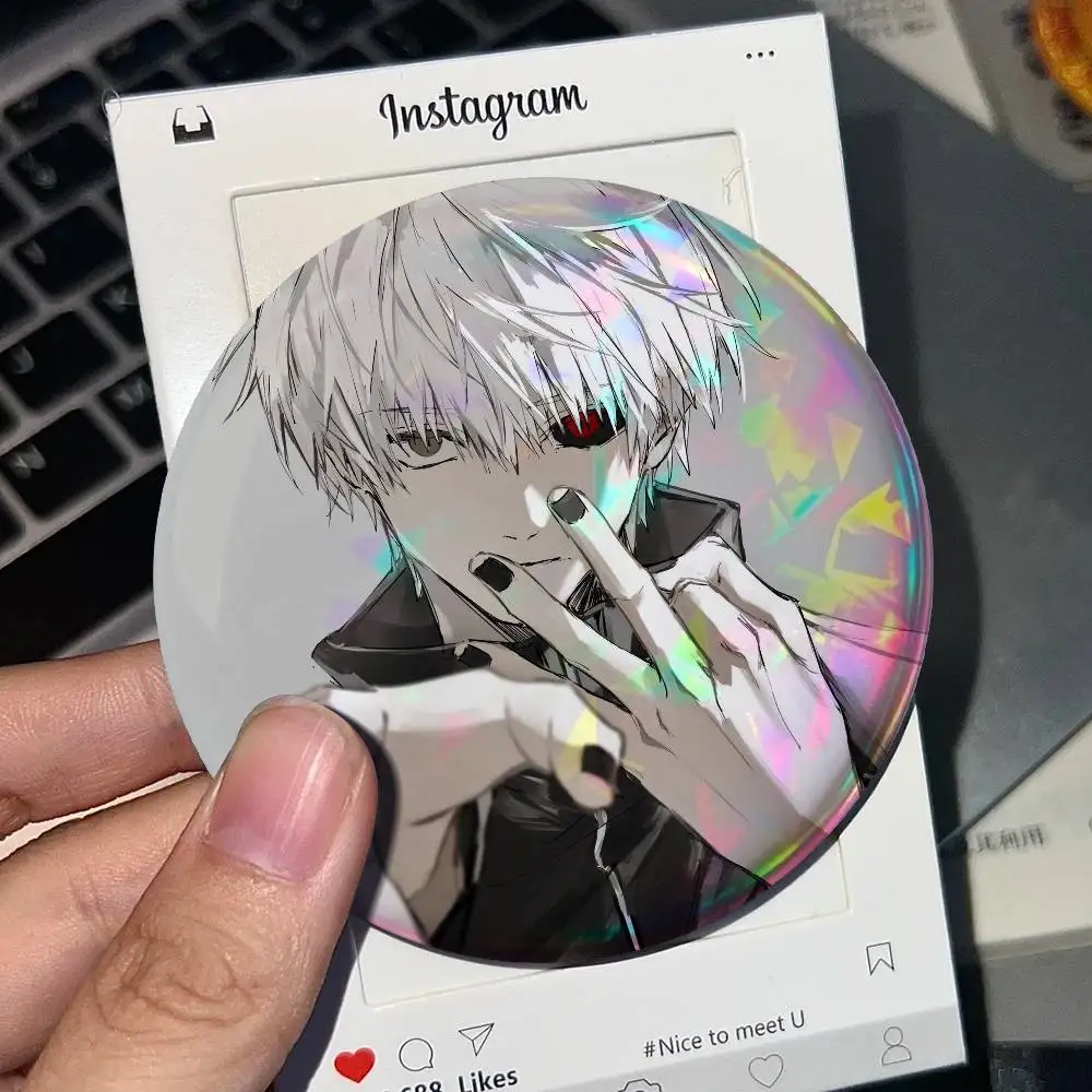 T-Tokyo Ghoul Anime For Badge Laser Holographic Custom Badge Image Metal Lapel Brooch For Clothing Backpack Decorative Accessory