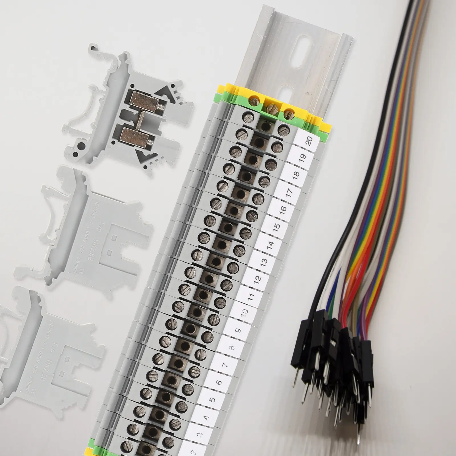 

Набор профессиональных клеммных колодок для DIN-рейки, 1 комплект, для проектов автоматизации гаражей и DIY-проектов, UK25B, винтовые клеммы, заземляющий блок
