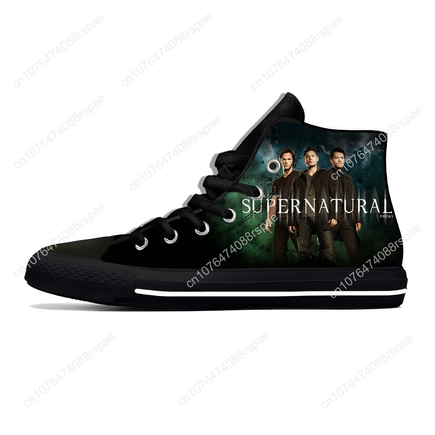 Supernatural Winchester Brothers-Tênis leves e respiráveis masculinos e femininos, sapatos de pano casuais engraçados, moda top alta, impressão 3D