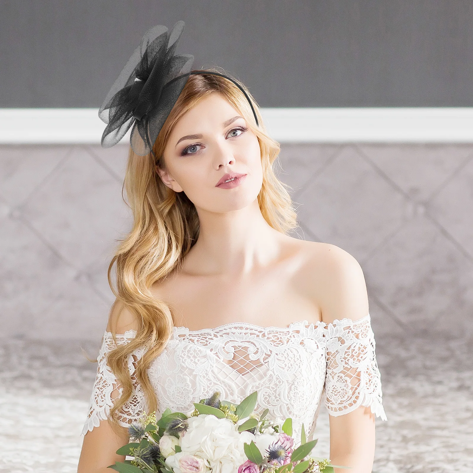 

Horse Racing Festival Head Flower Black Pearl Elastic Net Women Bridal Party Fascinator Hat Photo Shoot Accessory Travel