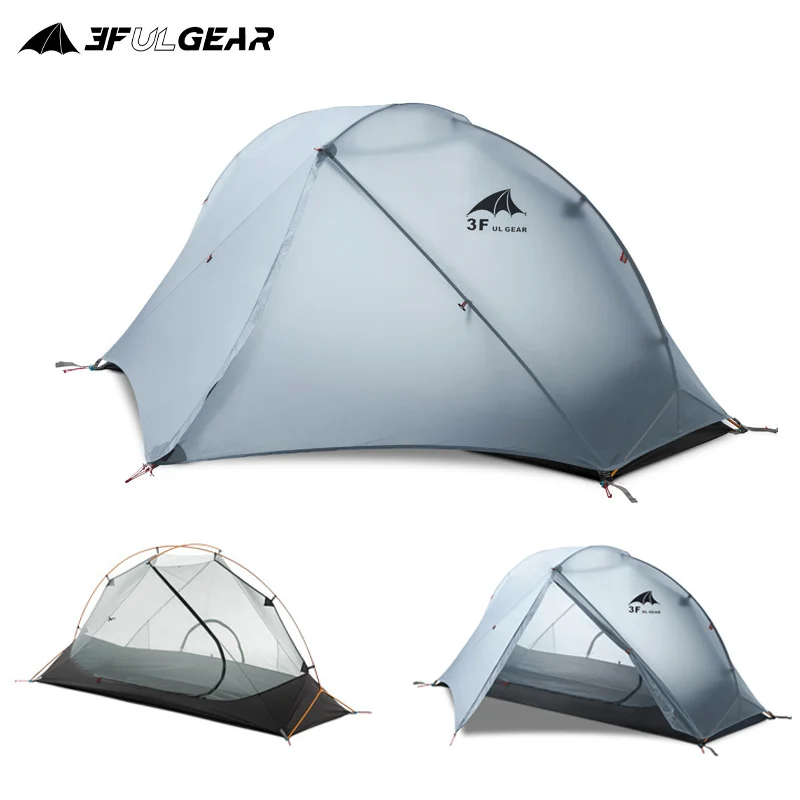 

3F UL GEAR Ultralight 1 Person Camping Tent Waterproof Outdoor Travel Tent 15D Silicone Cycling Hiking Backpacking Tent With Mat