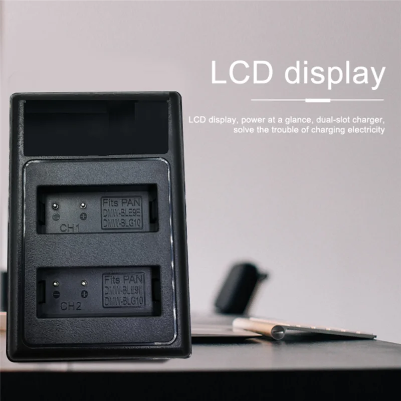 DMW-BLG10 LCD USB Dual Battery Charger for Panasonic Lumix DMC-GF6 GX7 GX80 GX85 GX7 Mark II DMW-BLE9E Charger