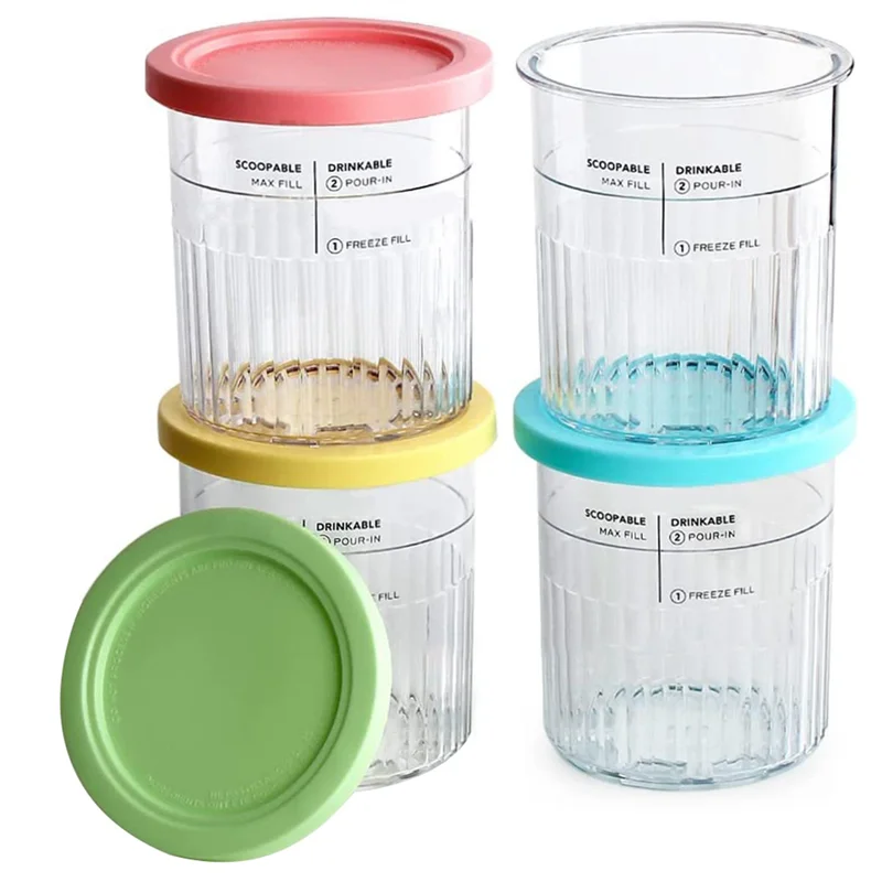 4PCS Ice Cream Pints and Lids for Ninja Creami NC500 NC501 Ice Cream Storage Containers Food Freezer BLJS