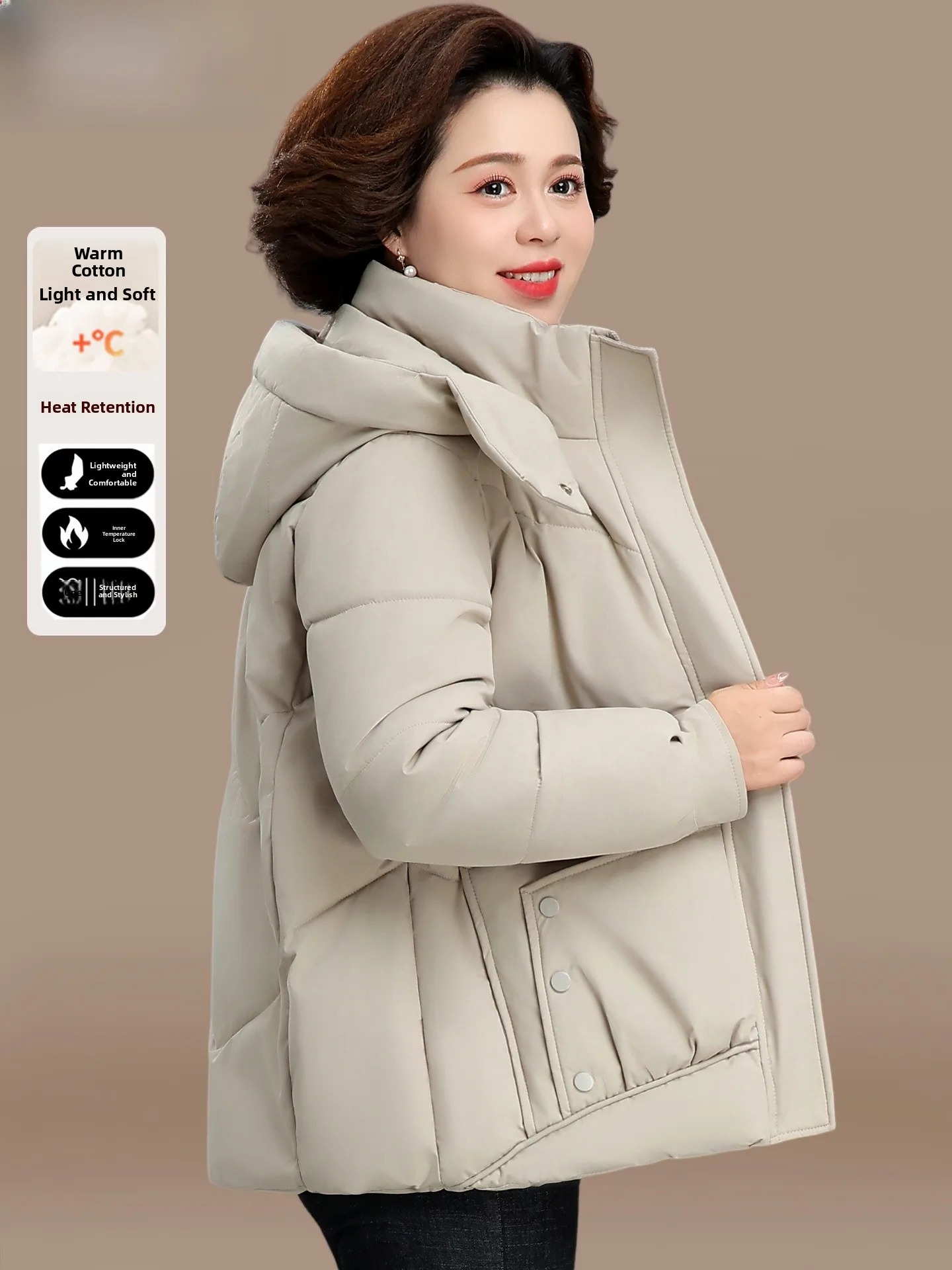 

Sli Winter Cotton Jaet Women's plus Size down Filled Coat Warm Stand Fit Faionable Autumn Winter Outerwear