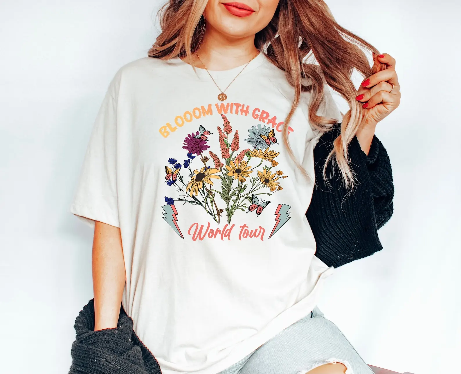 Bloom With Grace Shirt World Tour Retro Hippie Kindness Positive Vibes Floral shirt