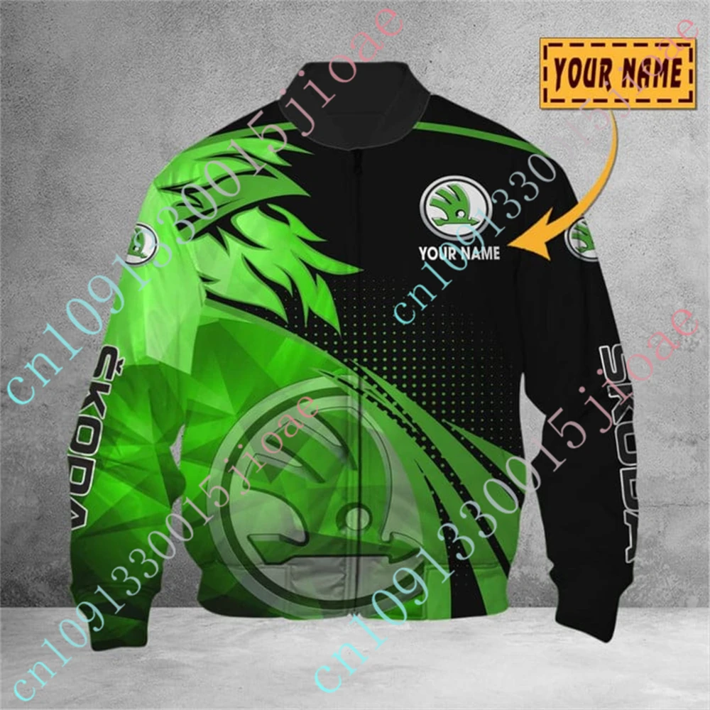 

Skoda Thick Coat Harajuku Parkas Windbreaker Jackets For Men's Clothing Techwear Baseball Uniform Bomber Jacket Custom Logo