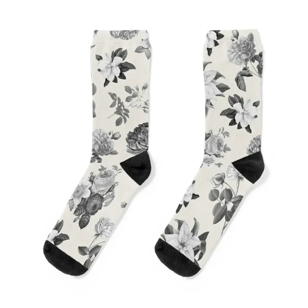 

Vintage flowers on cream background Socks christmas gift luxe Men's professional running Men's Socks Luxury Women's