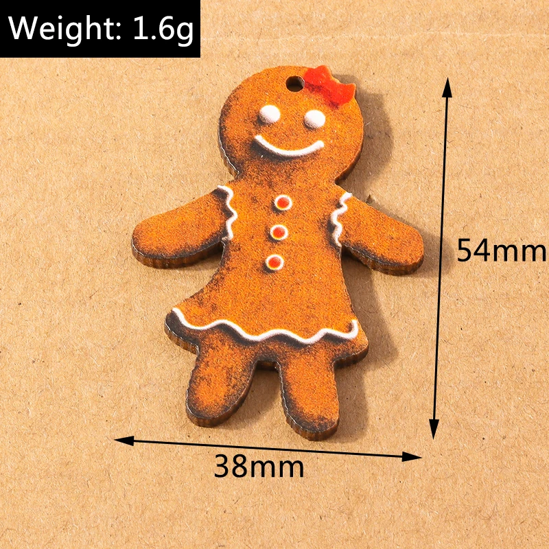 10 stücke Holz Weihnachten Charme für Schmuck machen Wasser tropfen Form Elch Santa Claus Anhänger DIY Halskette Ohrring Weihnachten Geschenk liefert – Detail 4