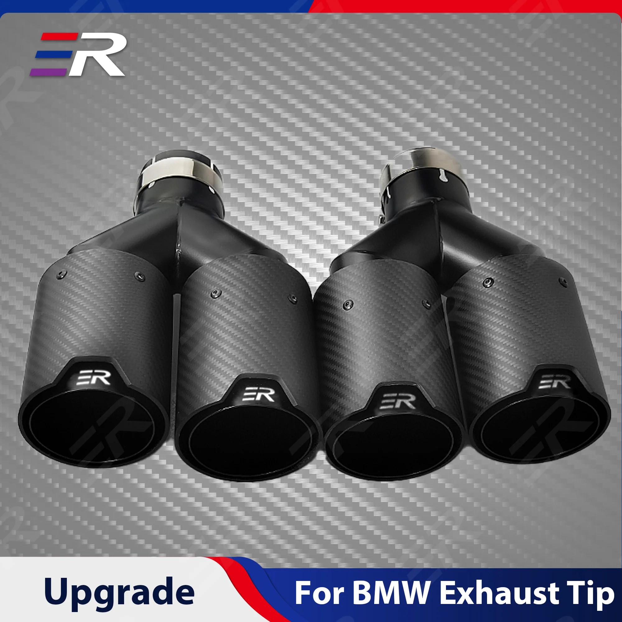 ER Upgrade Matte Carbon Fiber Exhaust tips Double Outlet Universal Car accessories Decoration Stainless Muffler nozzles