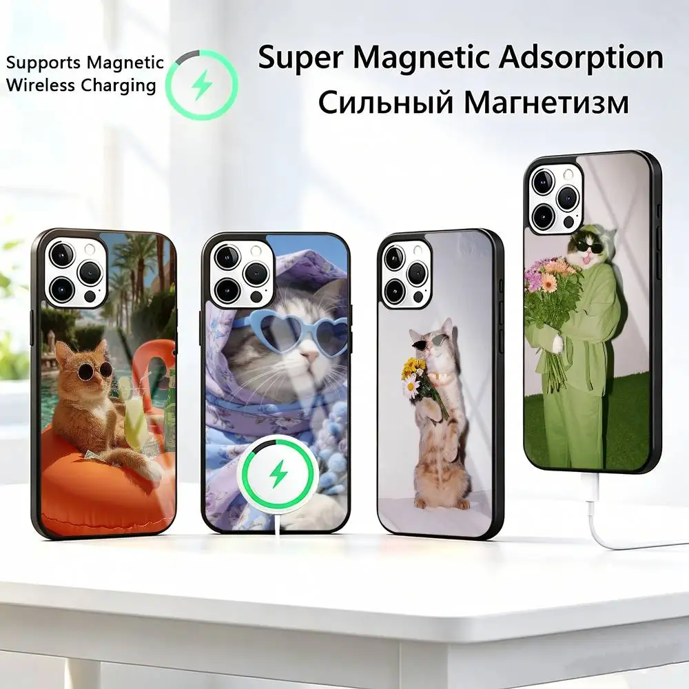 

Funny-y Animal-l Cat-t Phone Case For iPhone17,16,15,14,13,12,11 Plus,Pro Compatible with magnetic wireless charging