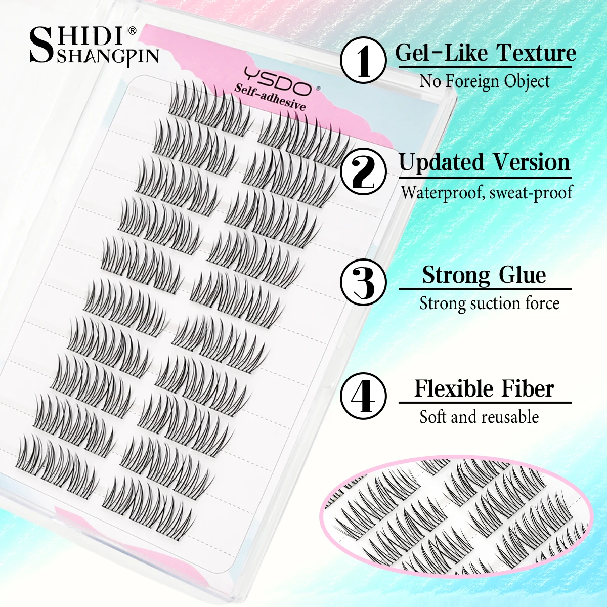 自己粘着まつげクラスターアニメナチュラルソフトつけまつげ接着剤不要DIY韓国つけまつげメイク用簡単装着