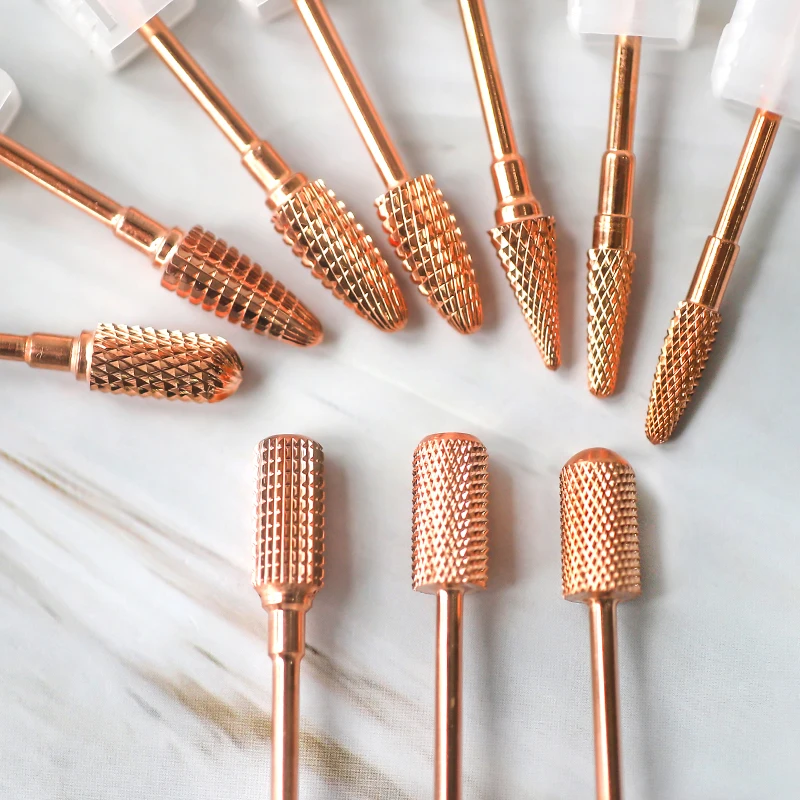 Rose Gloden Hartmetall Fräser Nagel Bohrer Bits Elektrische Maschine Maniküre Links Rechts Hand Nägel Dateien DIY Zubehör Werkzeuge – Detail 2