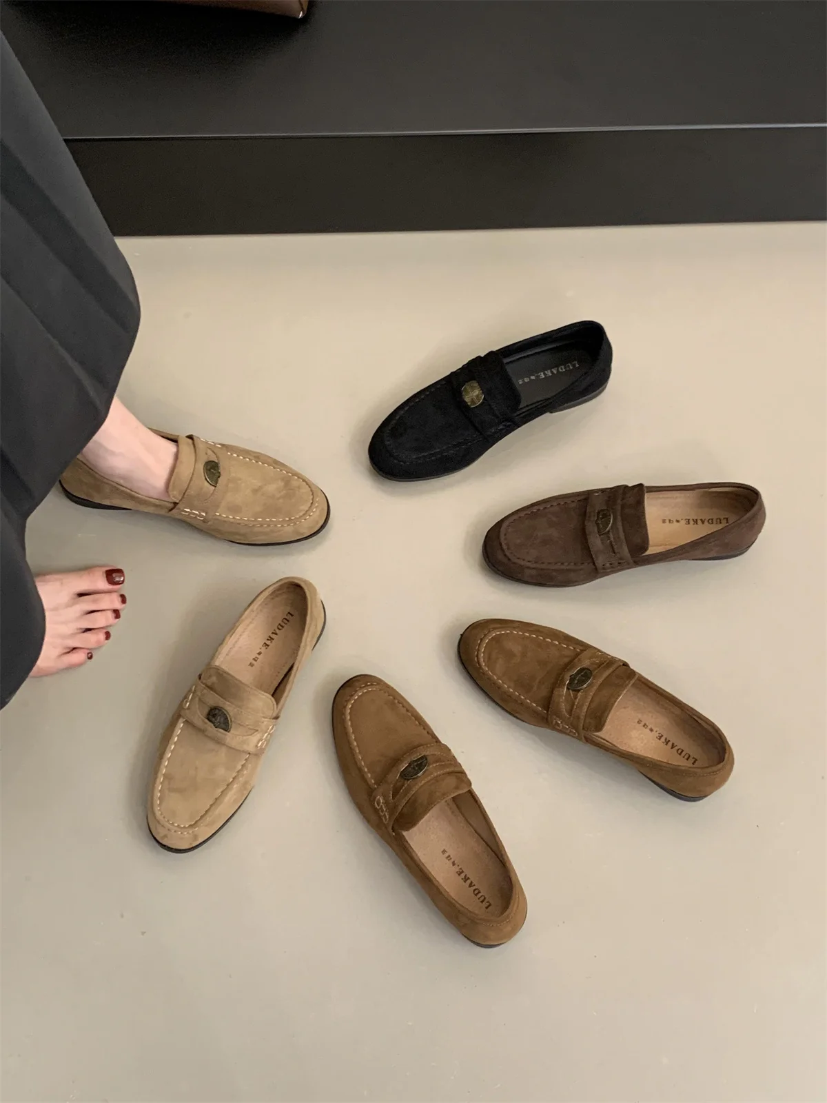 Flats Classic Ladies Slip-on Handmade Penny Loafers Autumn 2024 New Designer Mules Shoes Female Retro Moccasins Zapatos De Mujer