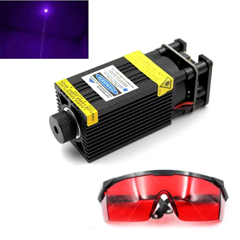 Adjustable Focus 405nm 500mW Violet/Blue Dot Laser Module for Engraving Carve with Safety Glasses