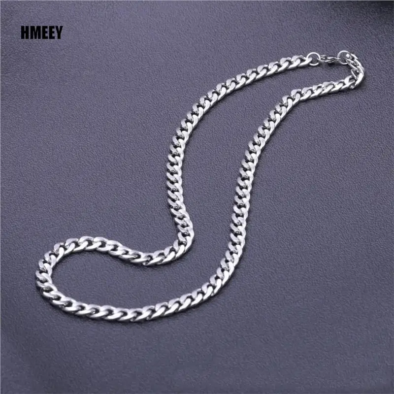 Hmeey Long Stainless Steel Chain Necklace Hip Hop for Women Men on The Neck Fashion Jewelry Accessories Choker Valentine\'s Day