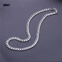 Hmeey Long Stainless Steel Chain Necklace Hip Hop for Women Men on The Neck Fashion Jewelry Accessories Choker Valentine's Day