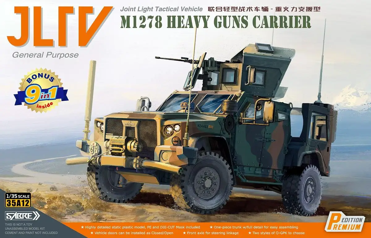 SABRE 35A12-P 1/35 Scale JLTV Joint Light Tactical Vehicle M1278 Fire Support Premium