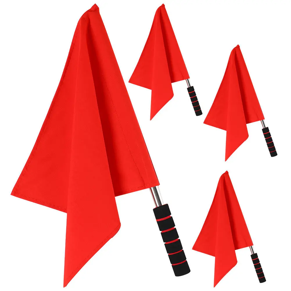 Sturdy Red Signal Flag Easy Grip Handle Lightweight Cloth Material for Soccer Refereeing Racing Events Track Field Traffic