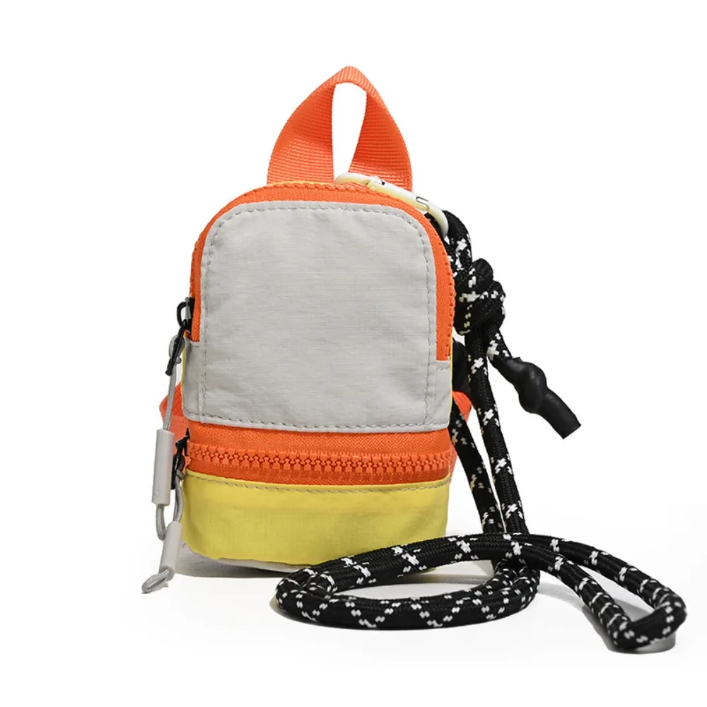 New Trend Colorful Mini Backpack Coin Purse Color-blocked Nylon Mini Crossbody Bag Cute Portable Earphone Storage Bag Daily