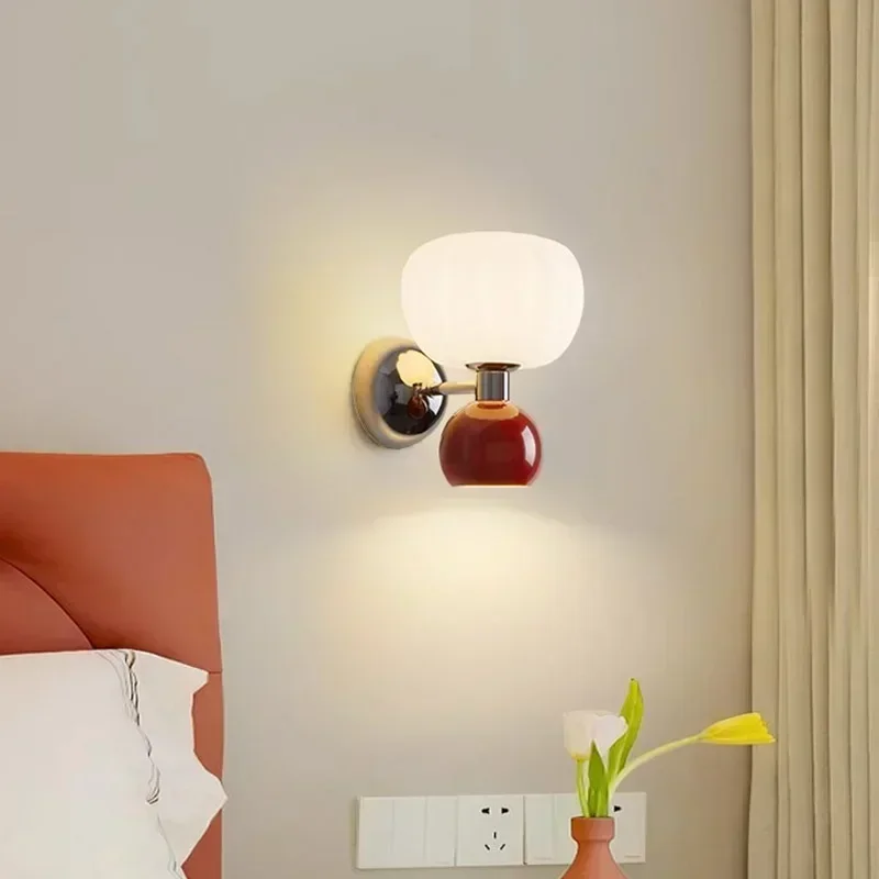 

Nordic Home Decor Wall Lamps Plastic And Iron Material Sconce Lightings Modern Soft Style Pumpkin Shape Bedroom Lustres