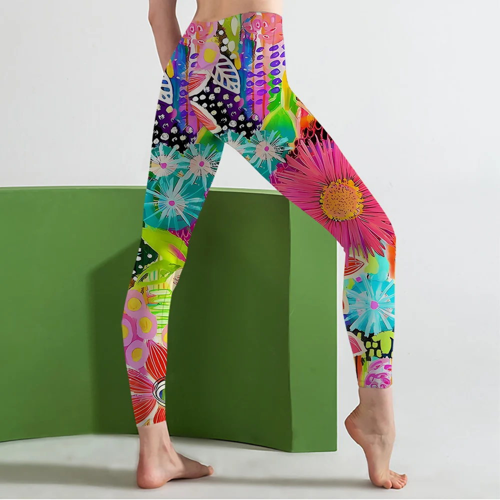 Fashion Women Yoga Pants Pretty Floral Art Pattern 3D Printed Fitness Skinny Pants Womens Clothing Leggings Mujer Gym