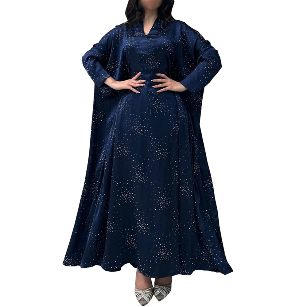 Middle Eastern Muslim Women's Clothing, Arabian Fashion, Exquisite Rhinestone Pullover Robes