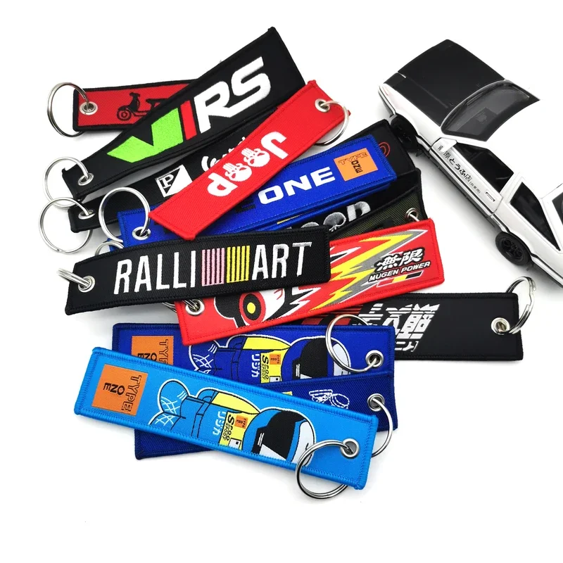 JDM style keychain set nylon lanyard keyring keyfob decoration key trap for initiald nos VRS type one car motorcycle accessories