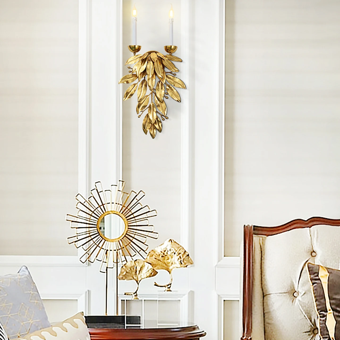 French Rococo Design Sitting Room Dining Room Copper Decorative Wall Lamp Bedroom Cloakroom Elegant Wall Light