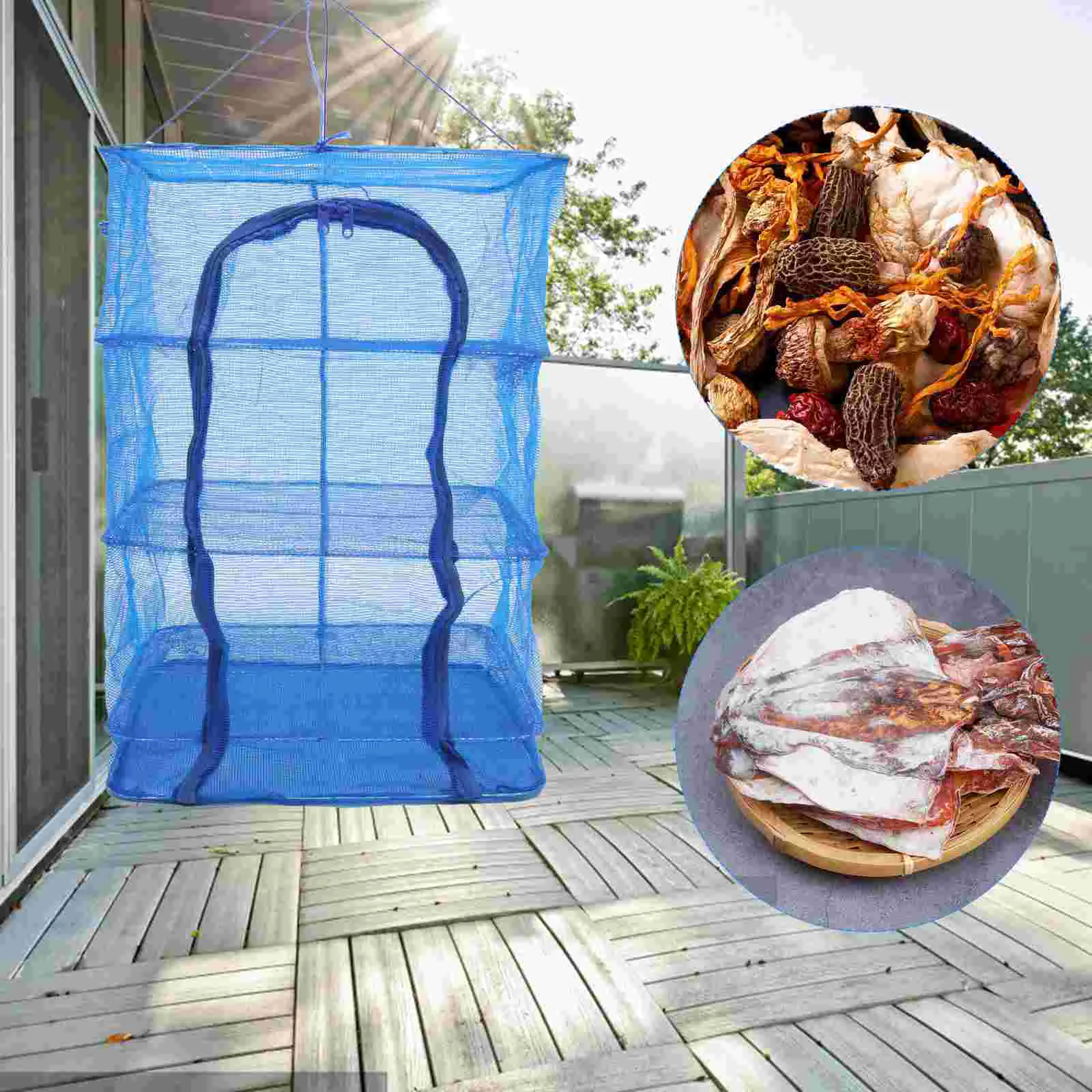 1PCS Fishnet Foldable Rack Mesh Outdoor Clothes Drying Cage Nylon Multi layer Net Shrimp Fish Drying Net Hanging Basket Dryer