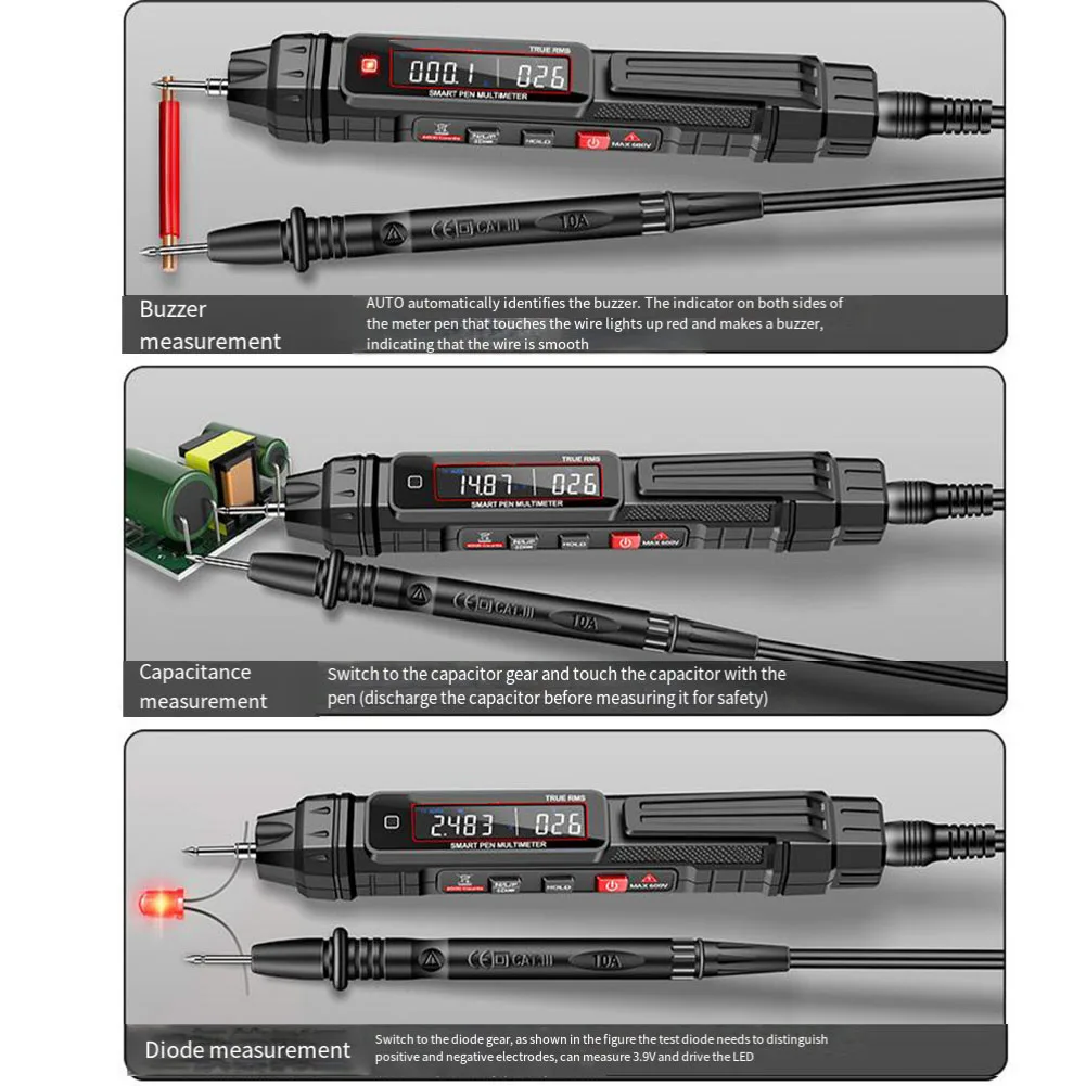 3 In 1 Pen Style Multimeter A3005B Featuring Smart Voltage Detection and User Friendly Design for Electricians