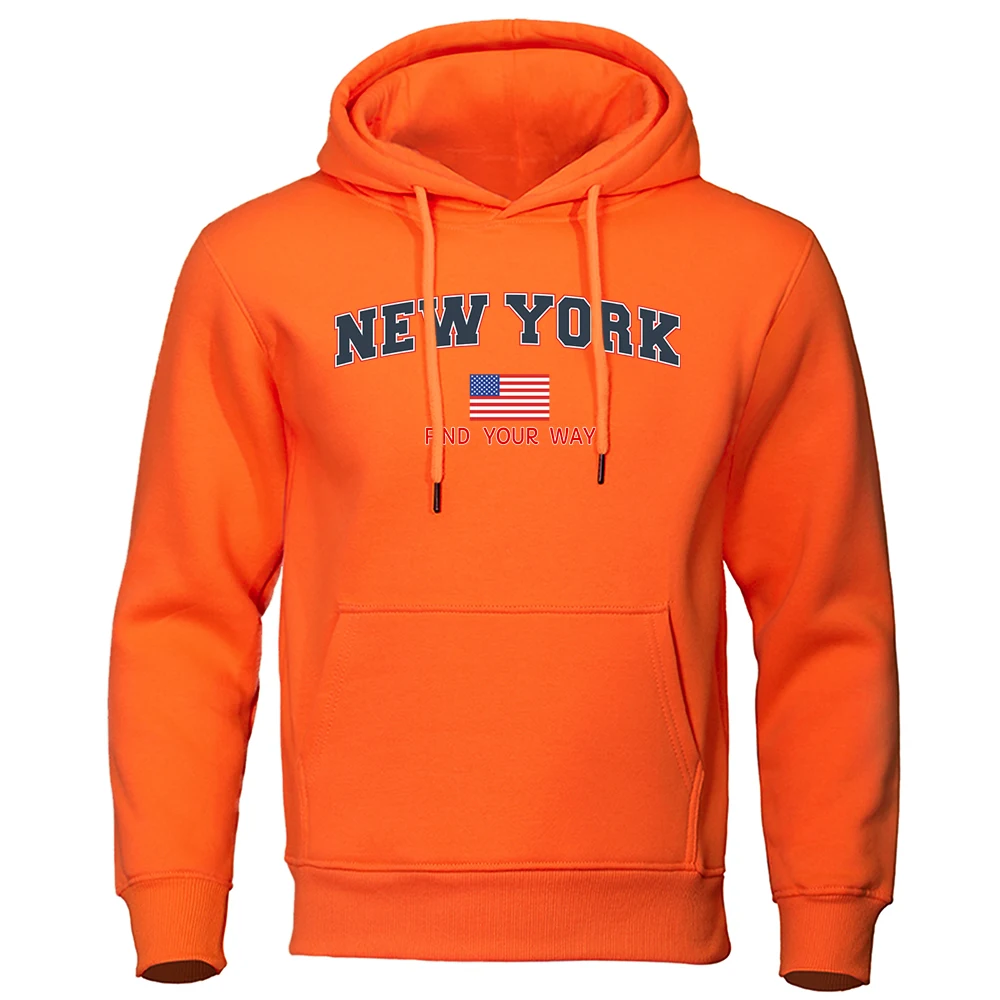 New York Find Your Way Usa Street Letter Hoody Mens Hip Hop Style Hoodie Loose Warm Sweatshirt Fashion Fleece Pullover Clothing