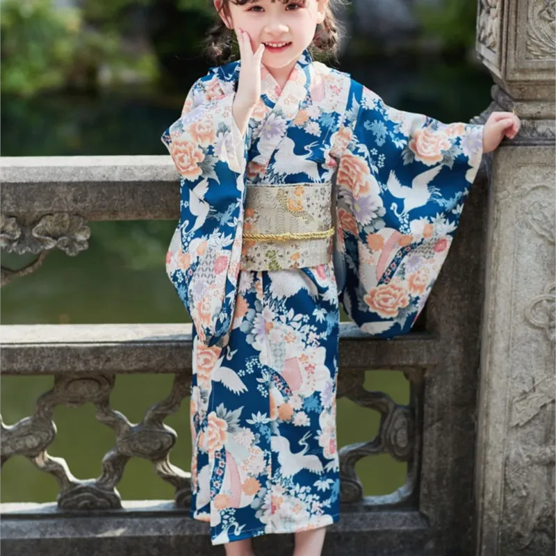 Girls' Kimono Children's Japanese Yukata Kids' Photography Clothing Props Kids' Clothing Four Seasons Long Sleeve Kimono LF927