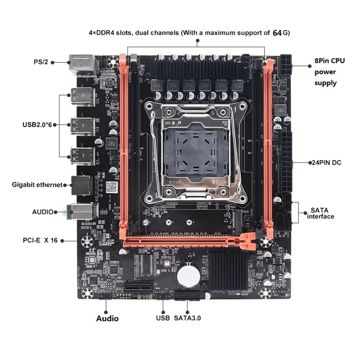 ATP-X99E Motherboard+E5 2676 V3 CPU+Thermal Grease Support 4XDDR4 RECC RAM PCIEX16 NVMe Gigabit LAN Card Desktop Motherboard