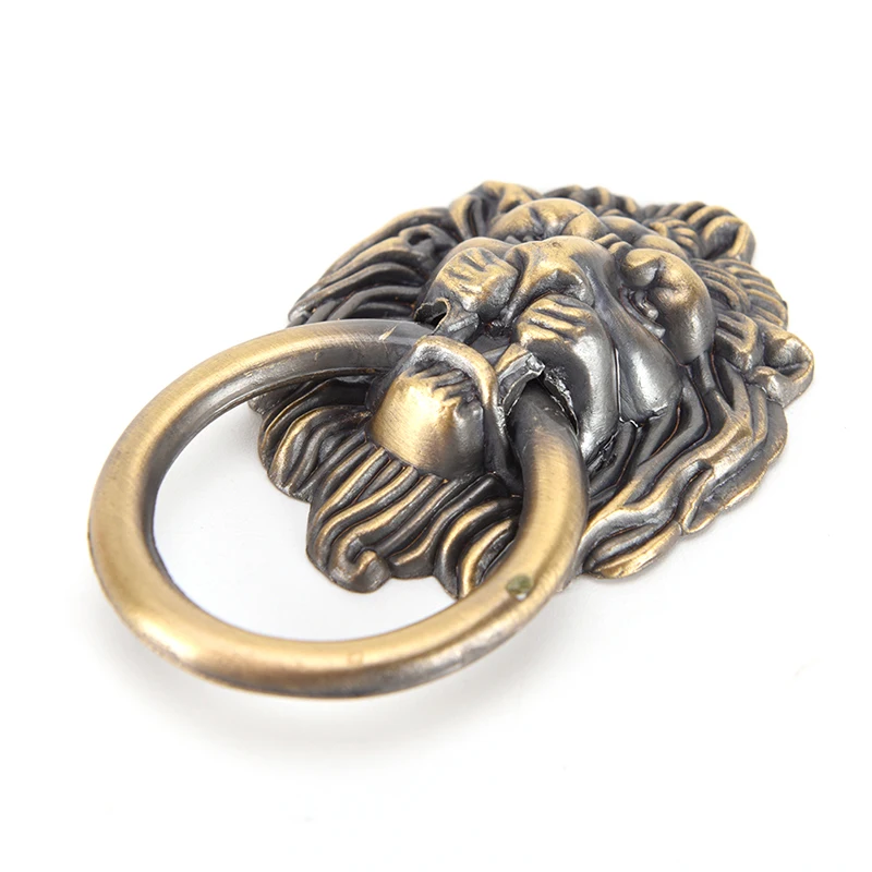 1pc Vintage Brass Lion Head Handle Door Knocker Two Dragons Frolicking Door Handle Animal Head Wooden Door Glass Door Handle